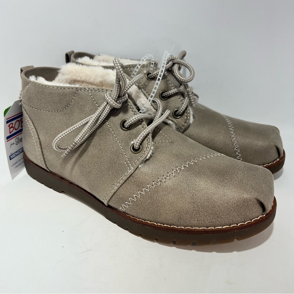BOBS Skechers Chill Lugs Snuggle Life Taupe Faux Fur Boots Womens 6 NWT
